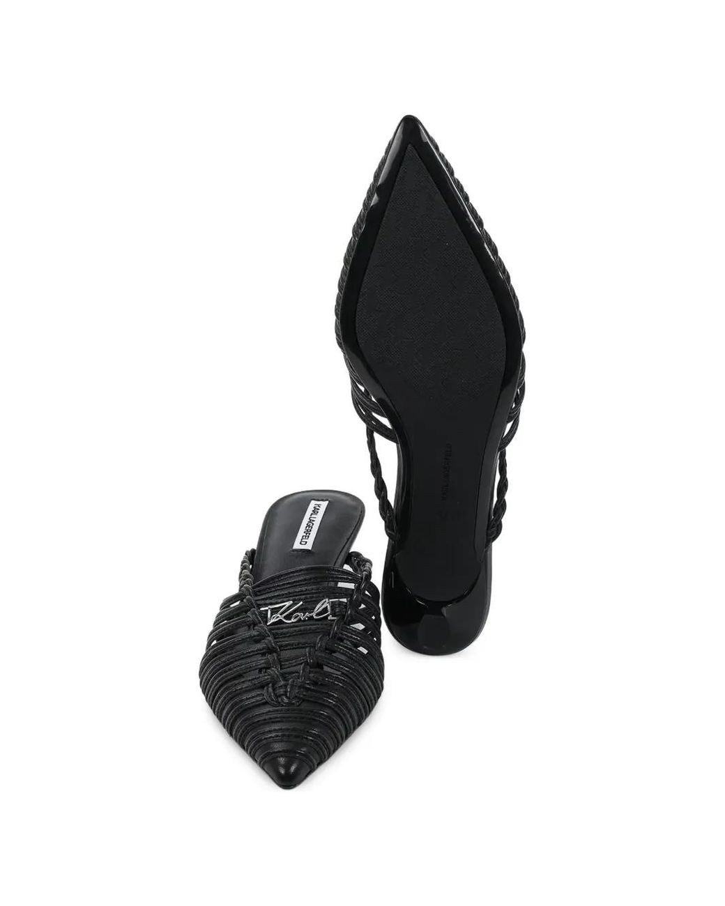 Karl Lagerfeld White Caged Pointed-Toe Mules