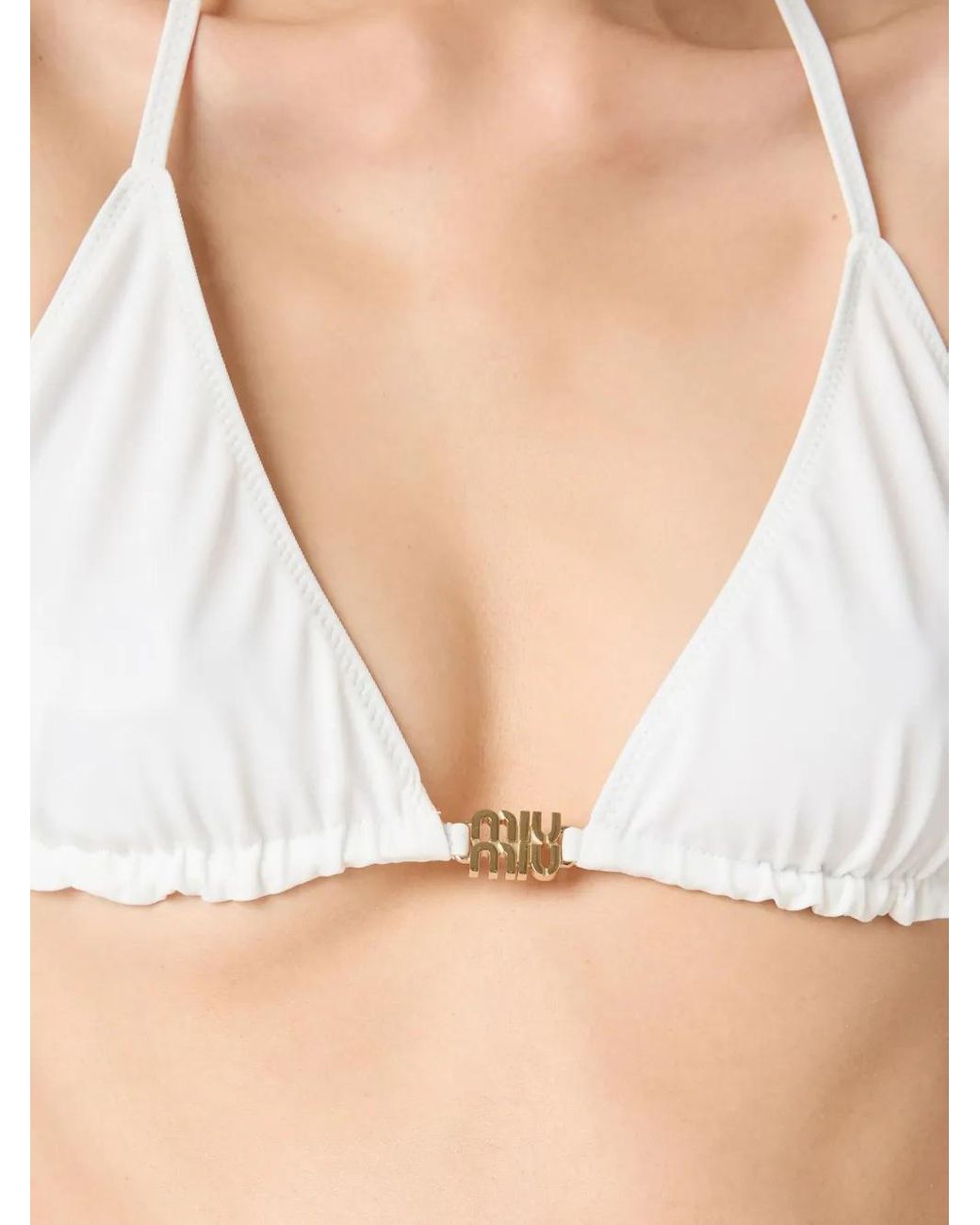 Miu Miu Triangel Bikinitop in het White