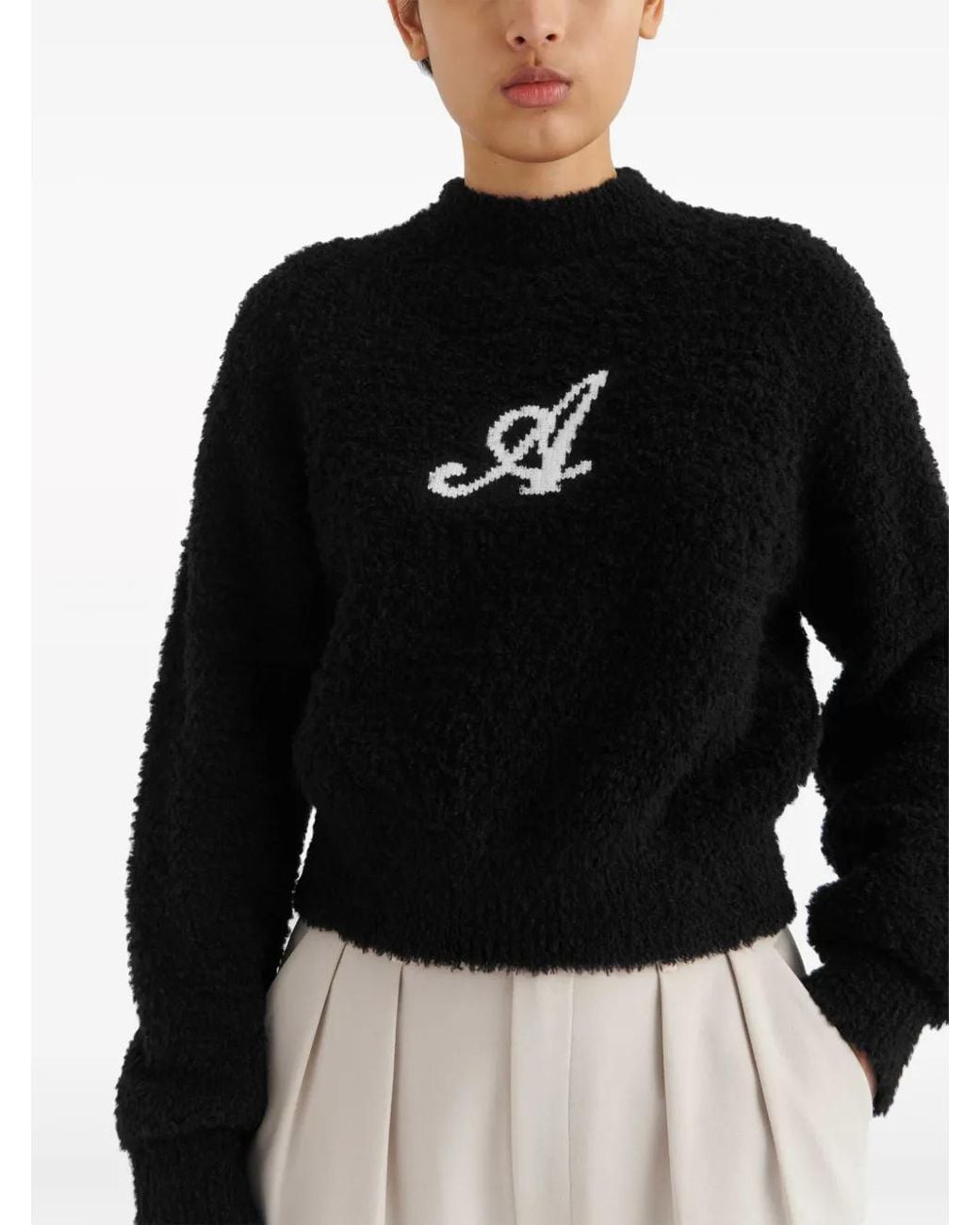 Axel Arigato Black Logo-Intarsia Brushed Jumper