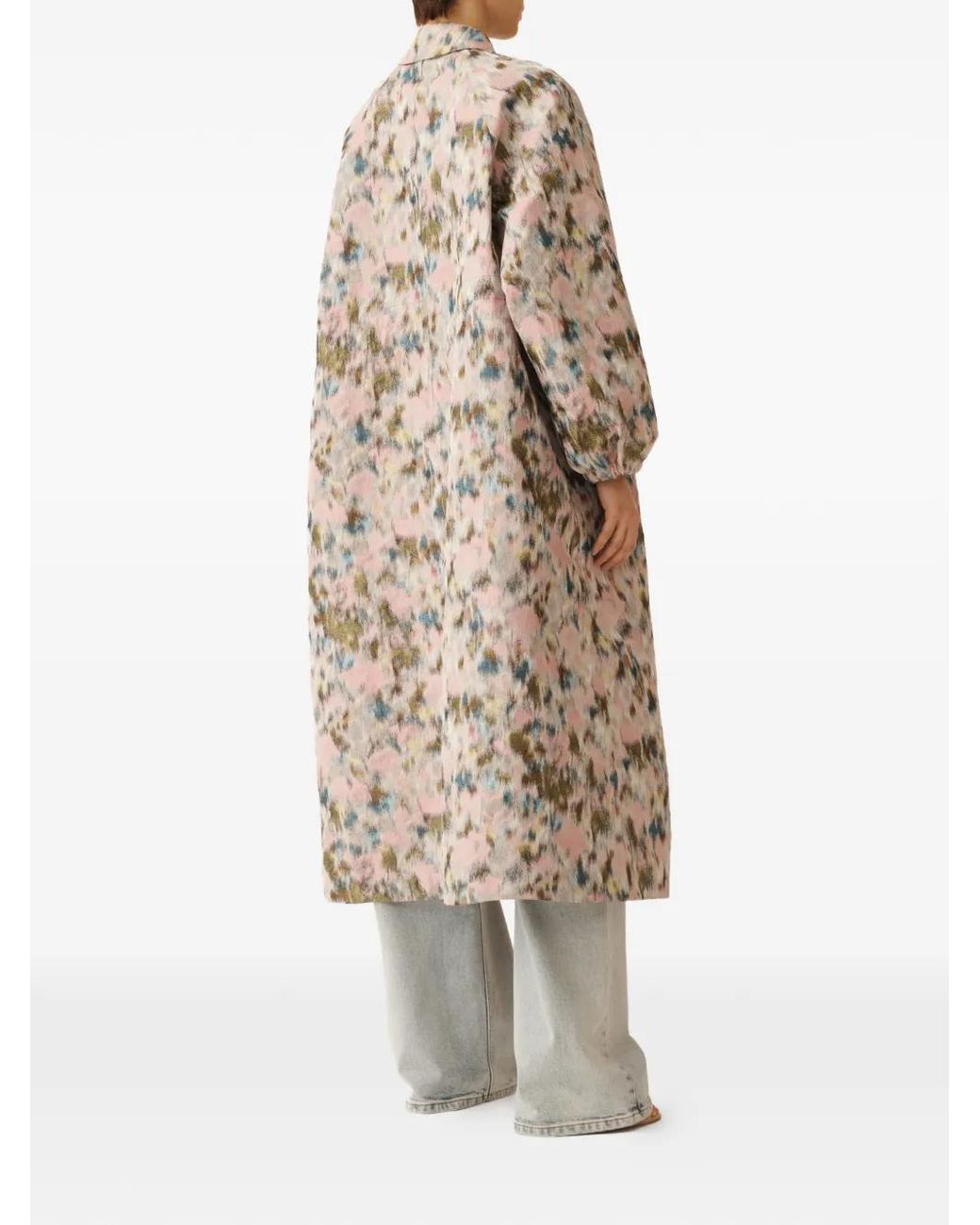 Fabiana Filippi White Balloon-Sleeve Printed Coat