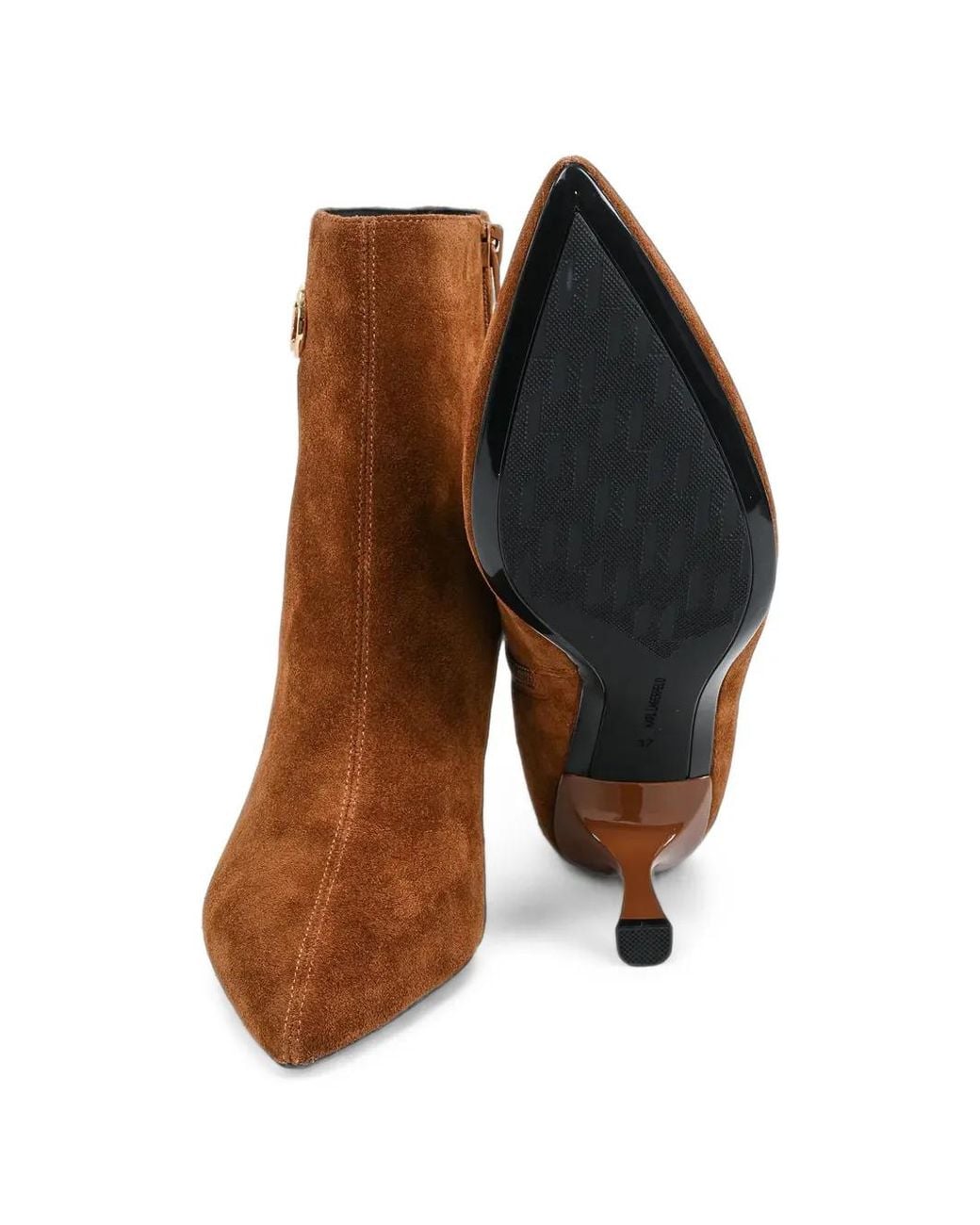 Karl Lagerfeld Brown Logo-Plaque Suede Ankle Boots