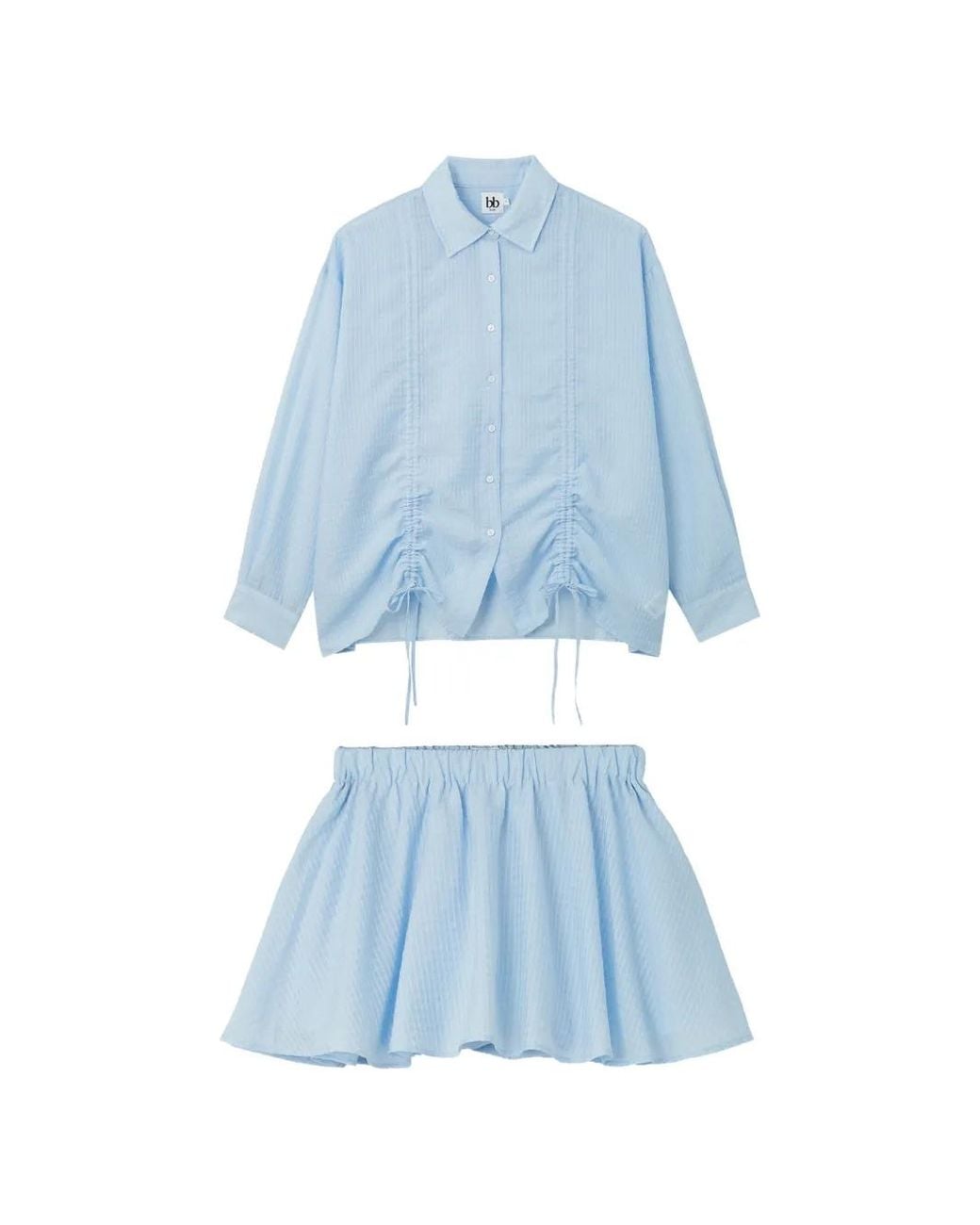 B+ AB Blue Shirt And Mini Skirt Set
