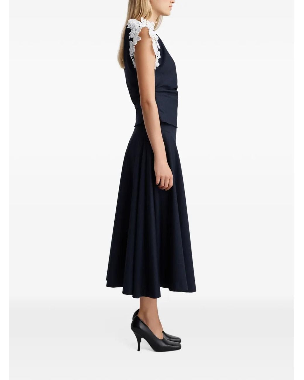 Anna Quan Blue Scarpa Asymmetric Flared Skirt
