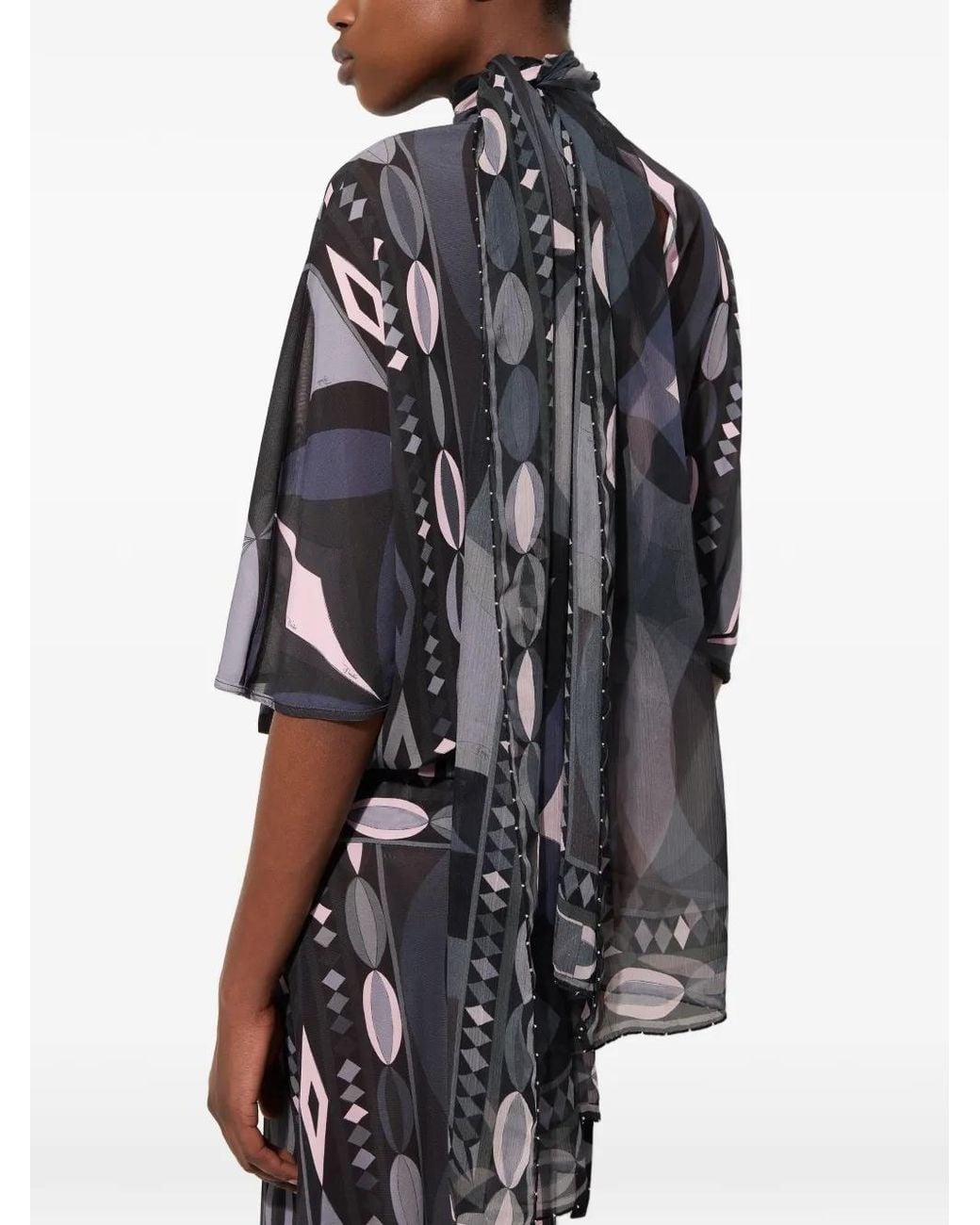 Emilio Pucci White Collane-Print Silk Scarf