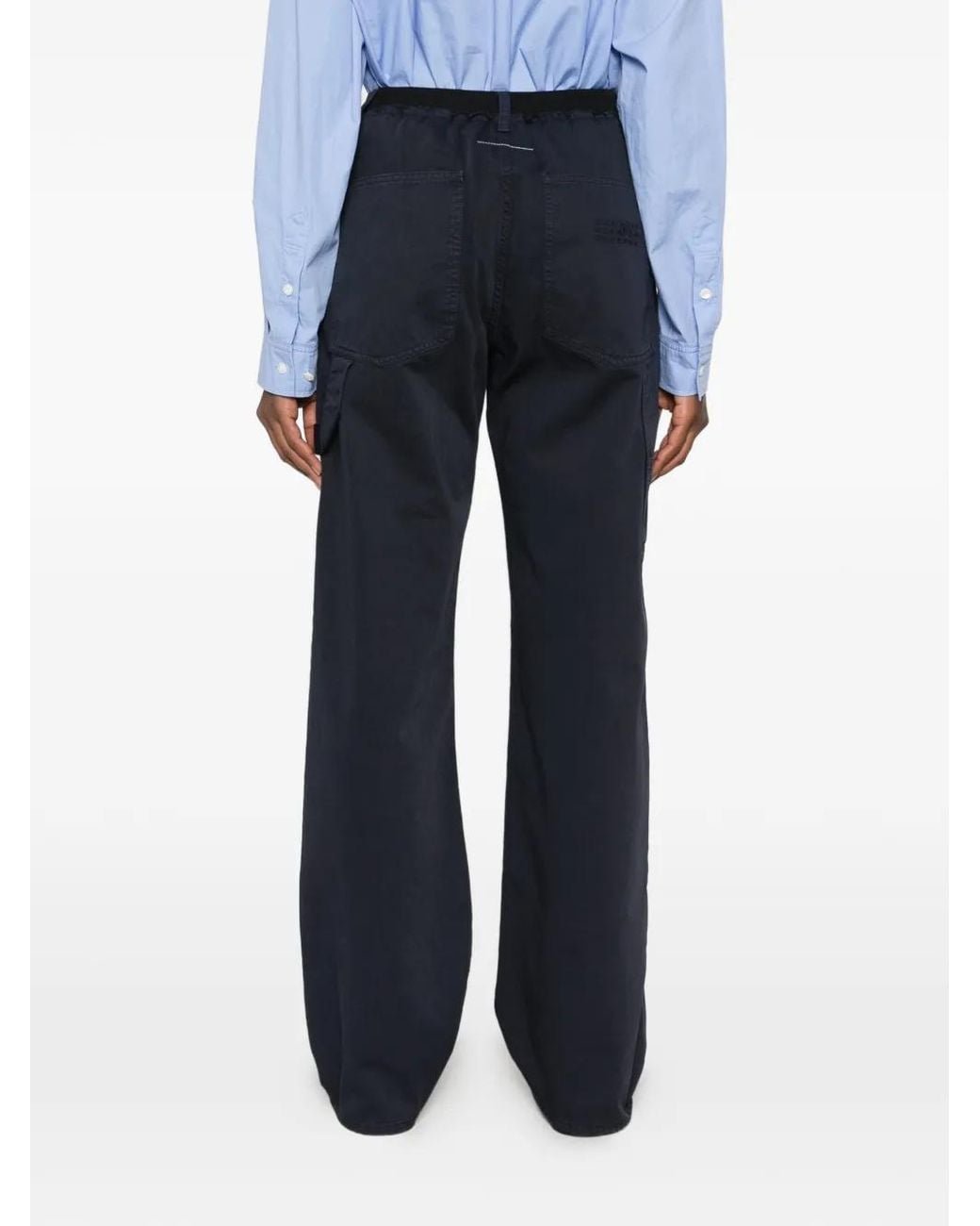 MM6 by Maison Margiela Blue Patch-Pocket Straight-Leg Trousers