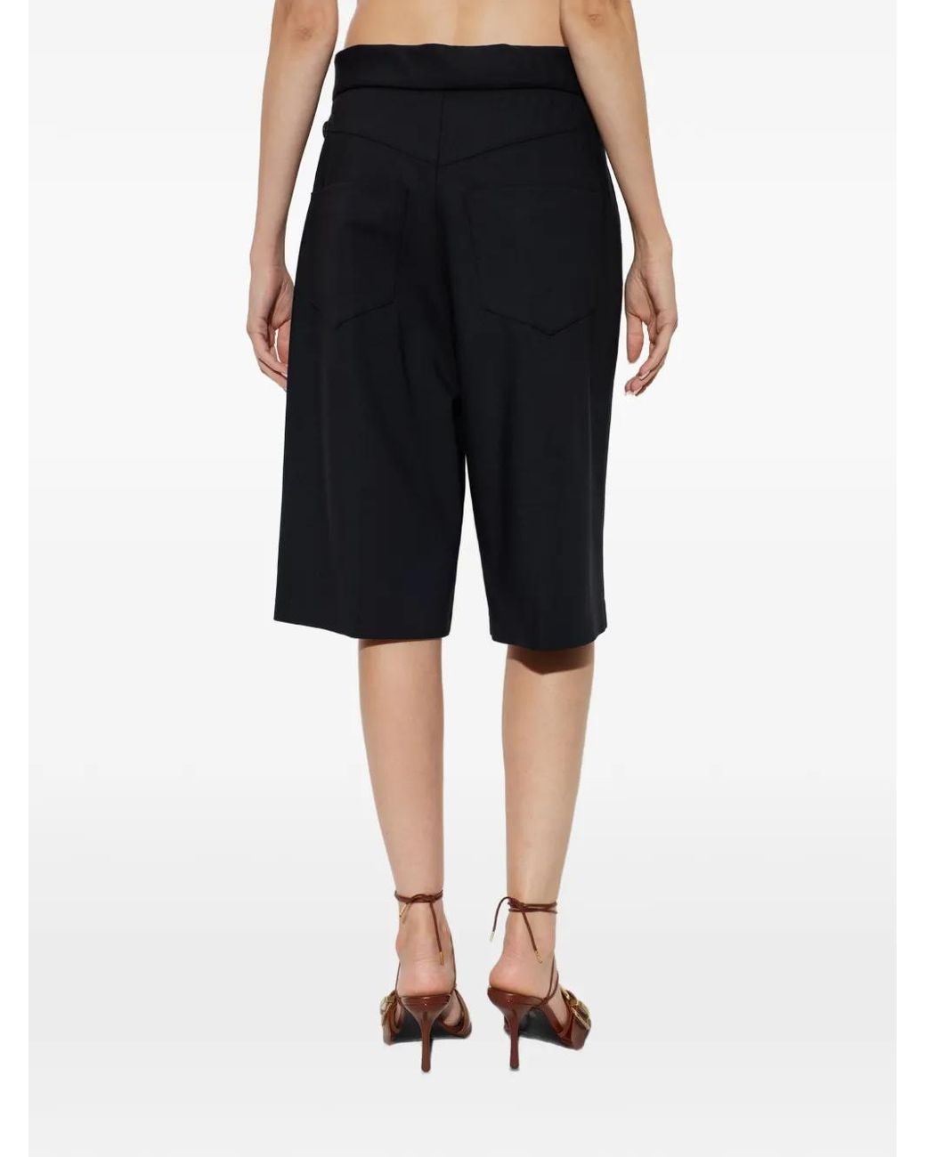 The Mannei Blue Pleated Knee-Length Tailored Shorts
