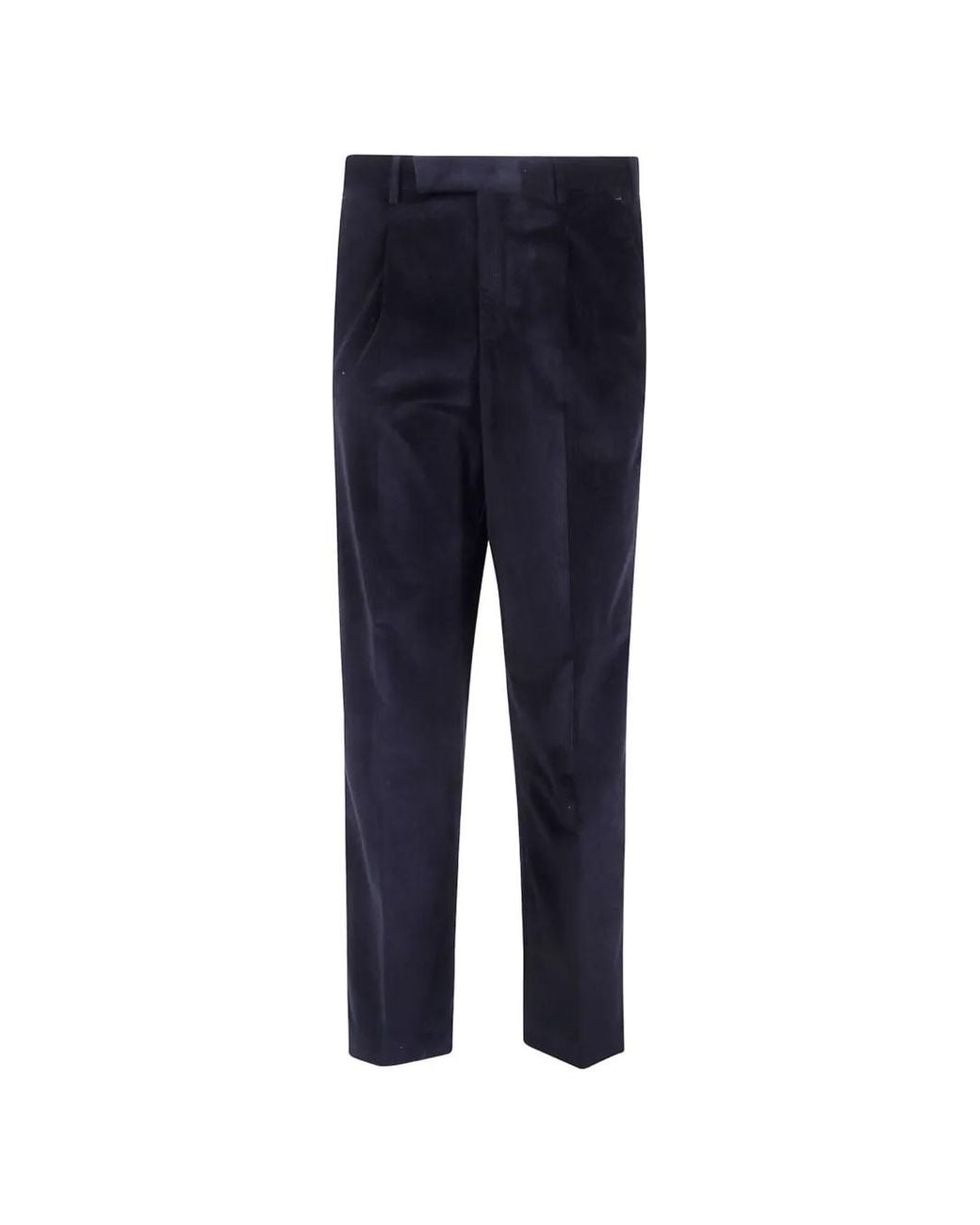 PT Torino Blue Pleated Corduroy Trousers for men