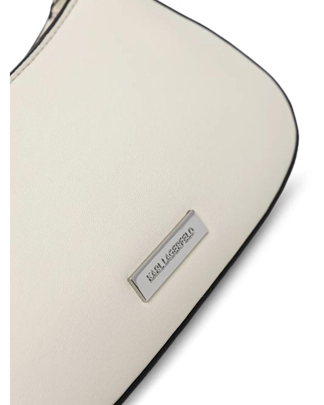 Karl Lagerfeld White Logo-Plaque Shoulder Bag