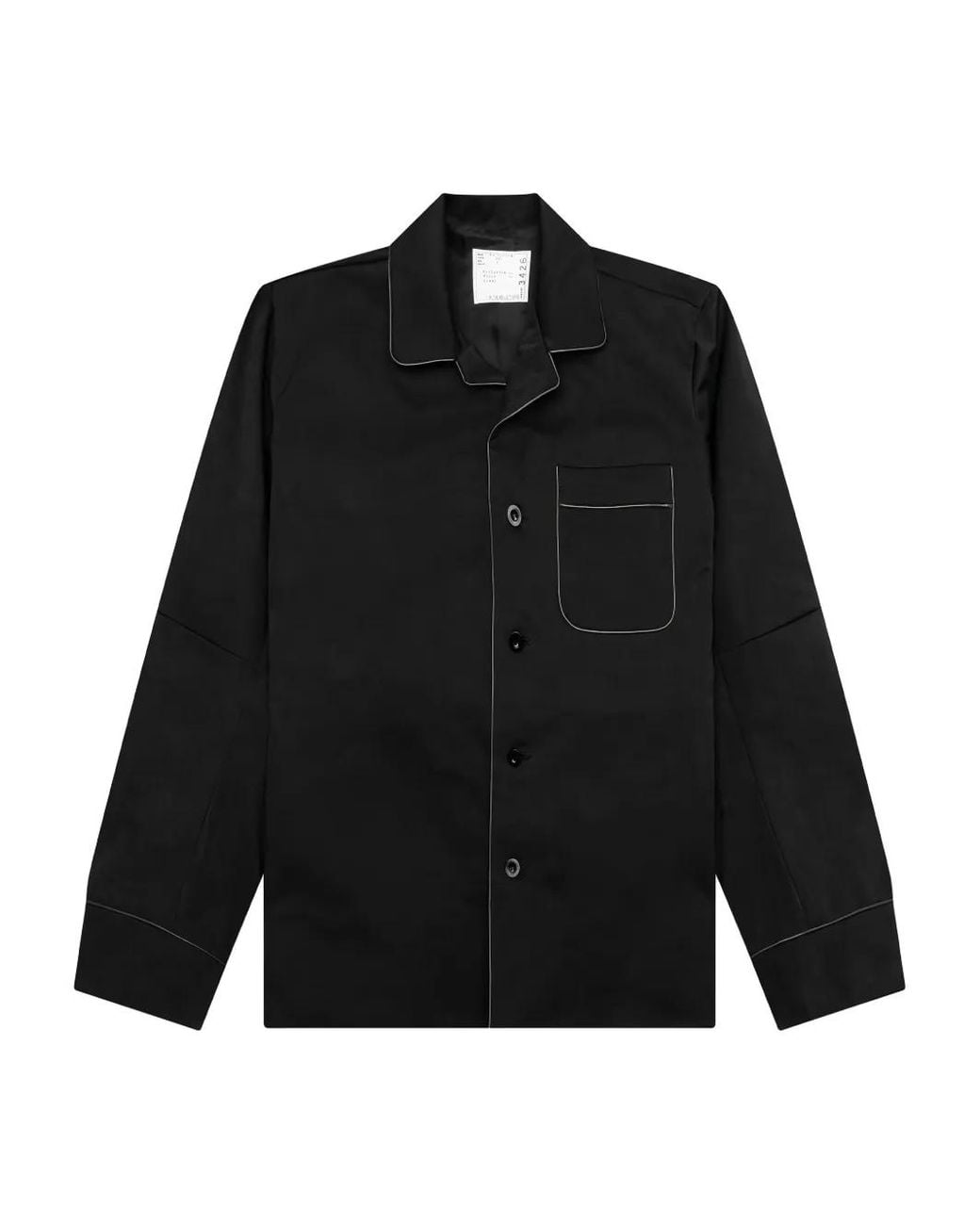 Sacai Black Contrasting-Trim Shirt Jacket for men