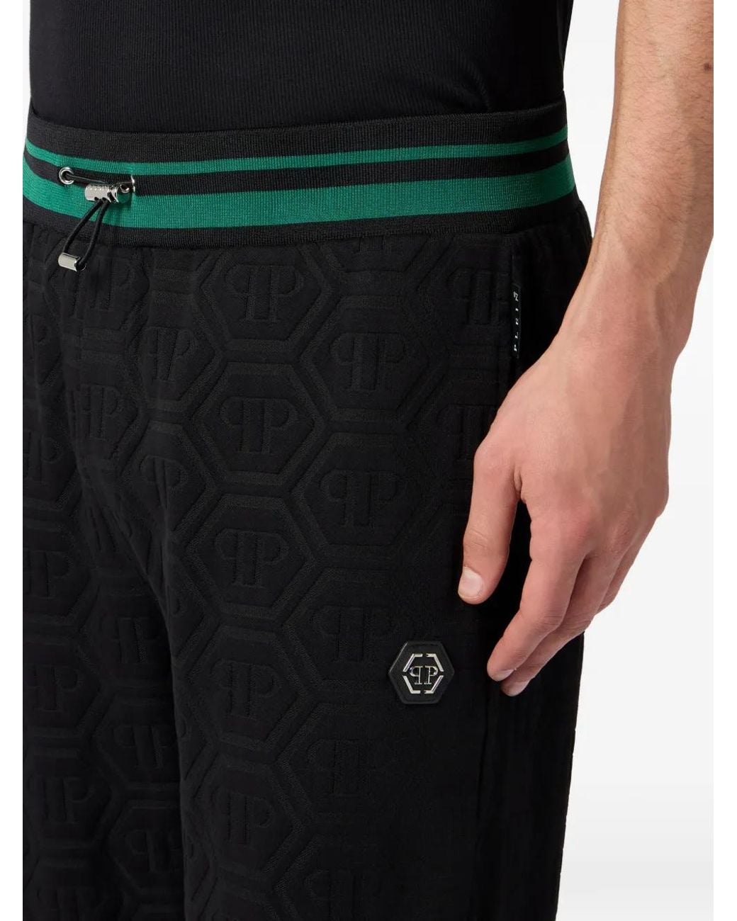 Philipp Plein Black Jacquard Monogram Track Pants for men