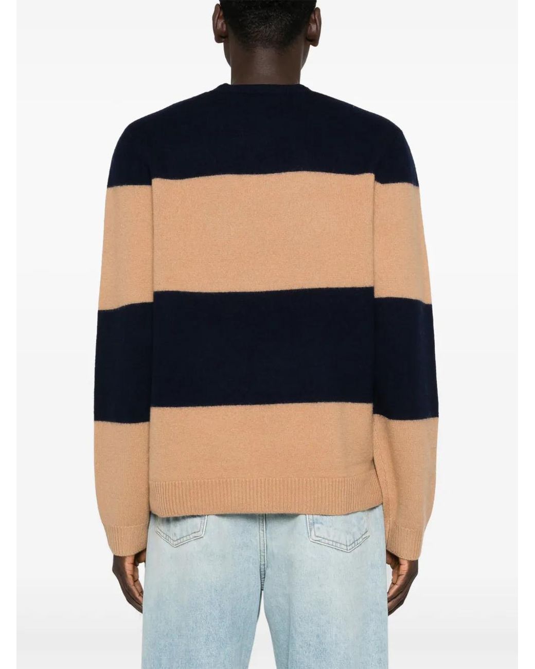 A.P.C. Blue Striped Virgin Wool Knit Sweater for men