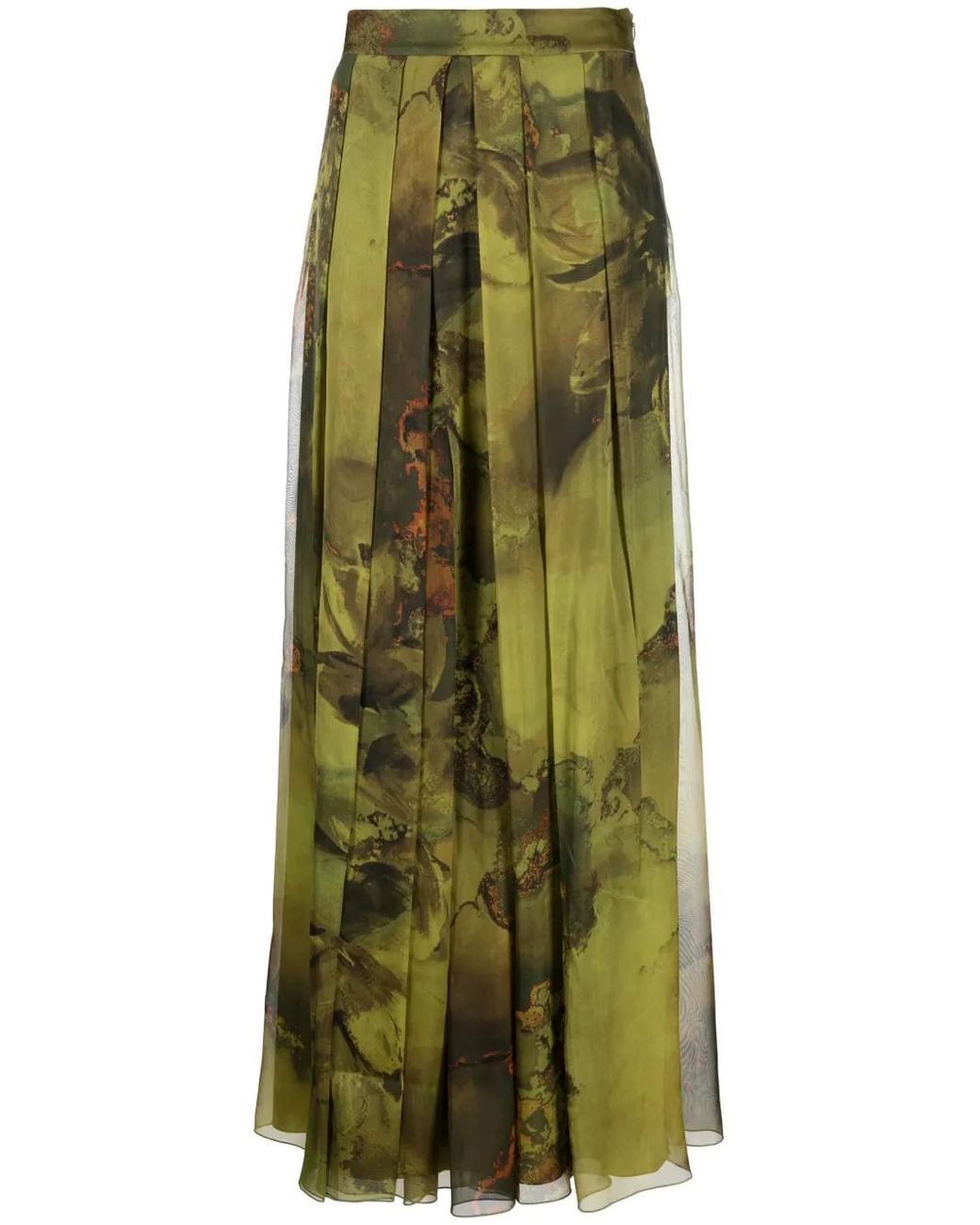 Alberta Ferretti Green Graphic-Print Skirt