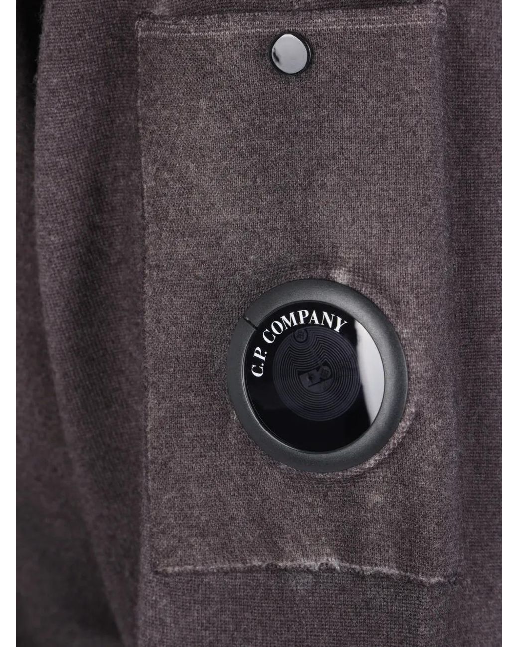 C P Company Gray Lens-Detail Raglan-Sleeve Sweater for men