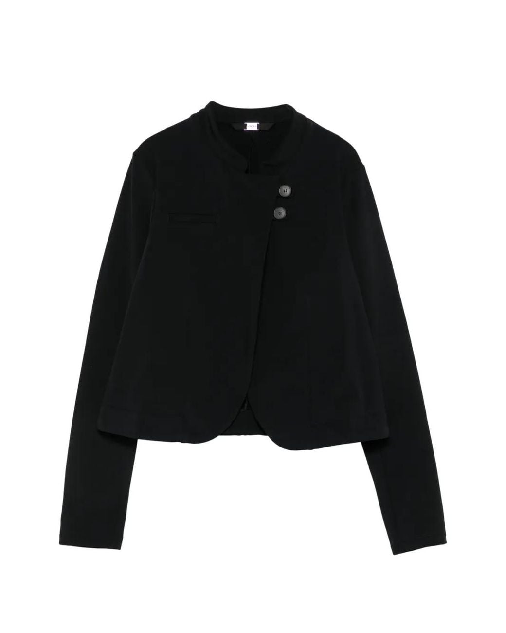 High Black Arise Asymmetric-Fastening Collarless Jacket