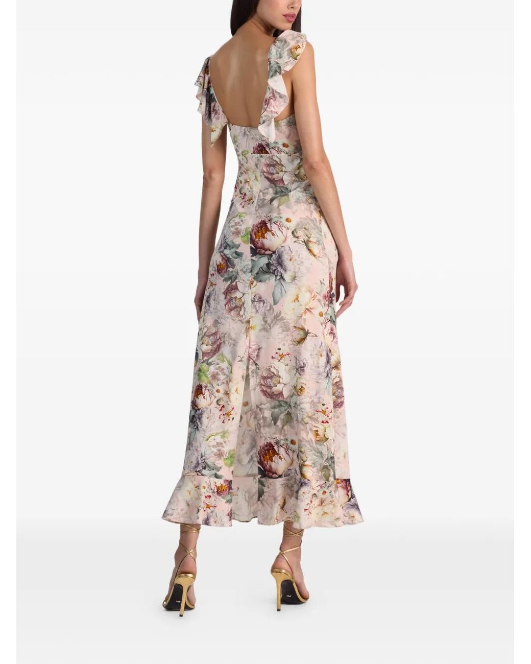 Alice + Olivia White Gemma Floral-Pattern Midi Dress