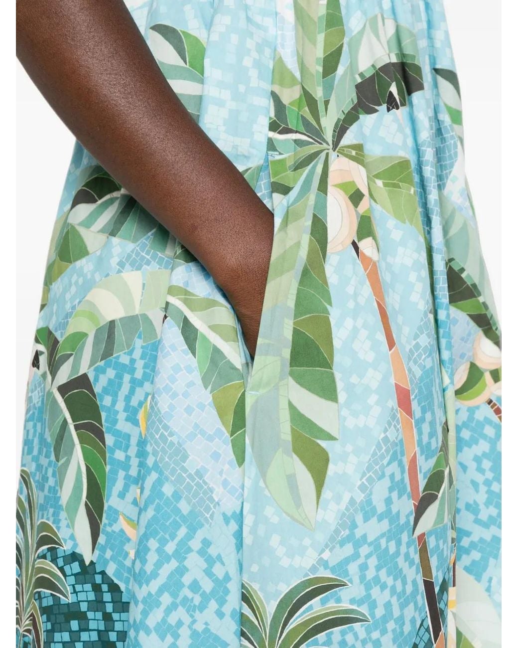 Farm Rio White Mosaic Sweetheart Neck Maxi Dress