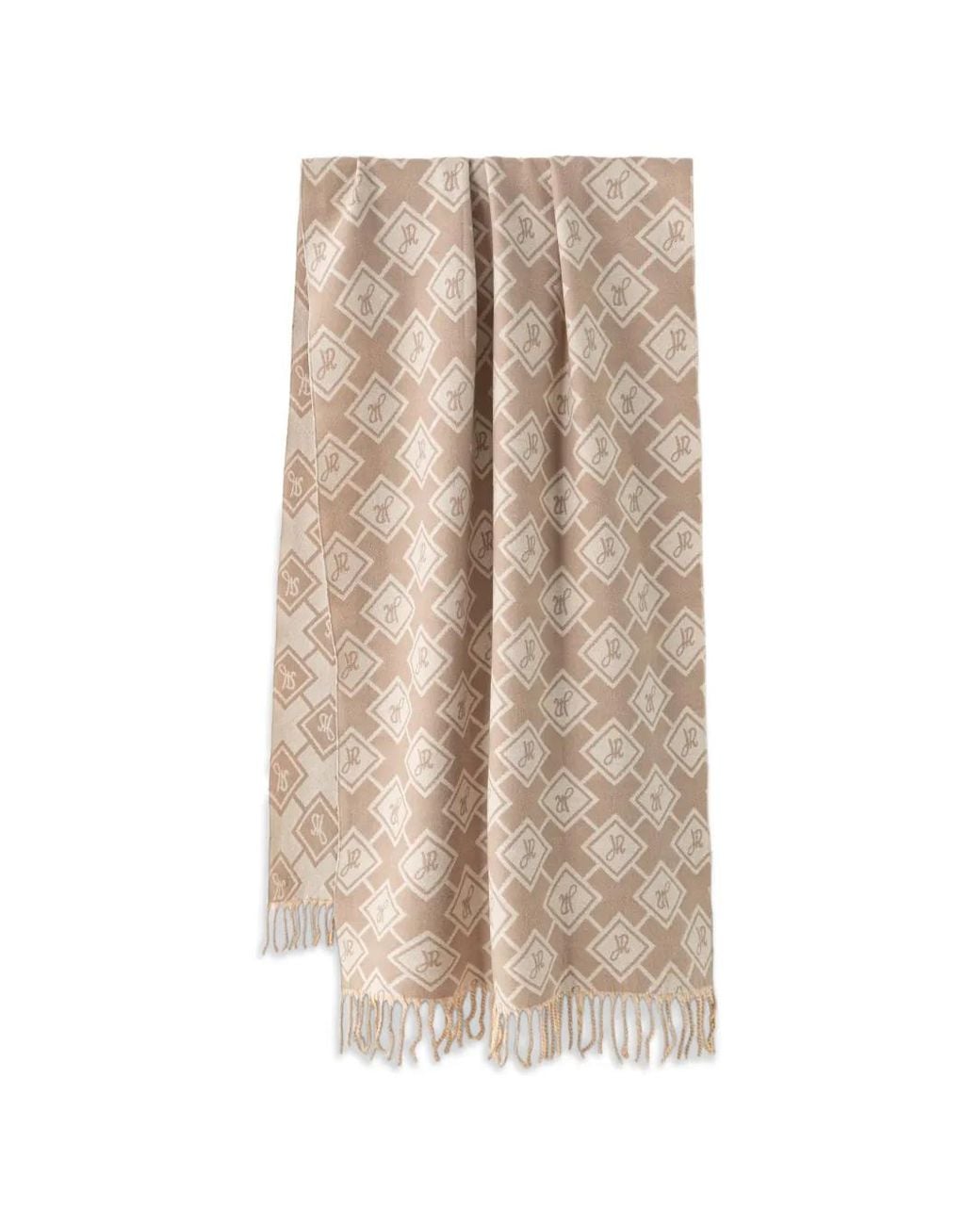Joseph Ribkoff Natural Logo-Monogram Fringed Scarf