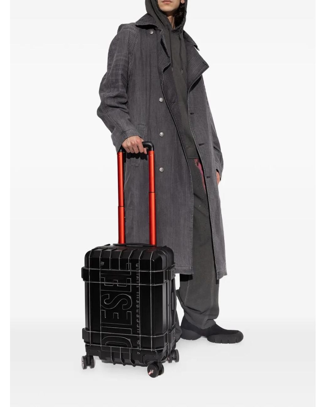 DIESEL Black Embossed-Logo Grid-Pattern Trolley