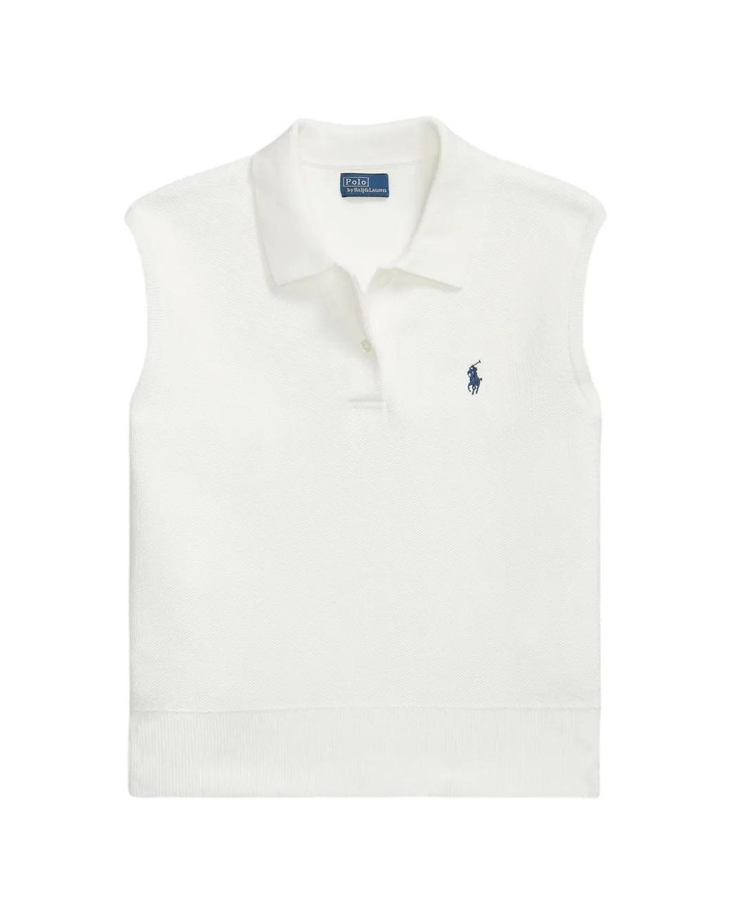 Polo Ralph Lauren White Logo-Embroidered Sleeveless Polo Shirt