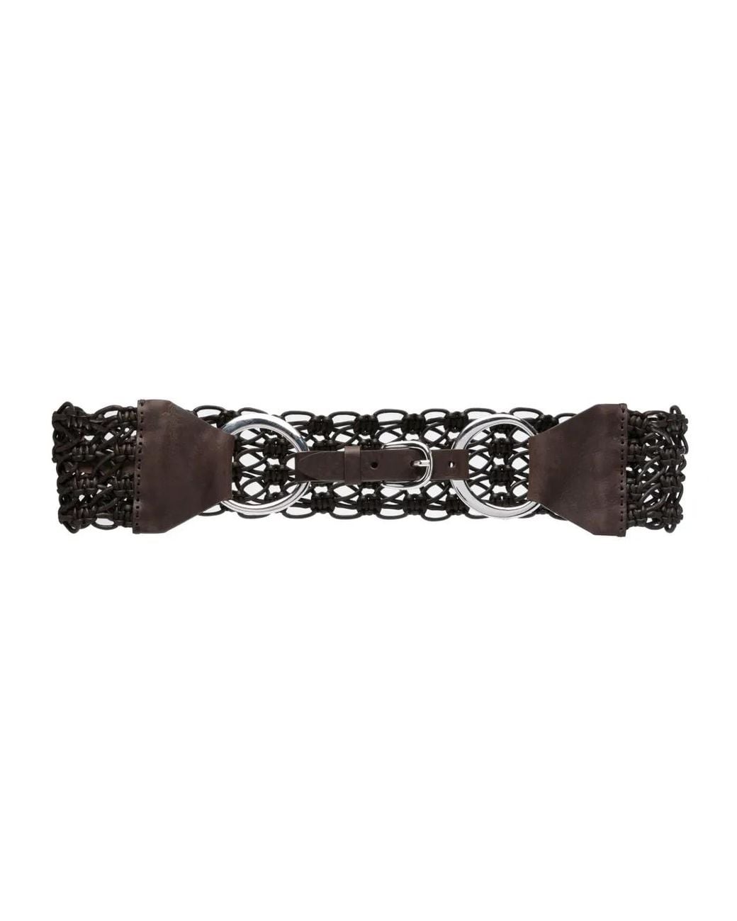 Eleventy Black Braided Leather Belt