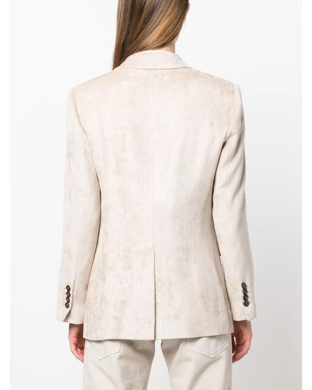 Brunello Cucinelli Natural Double-breasted Corduroy Blazer