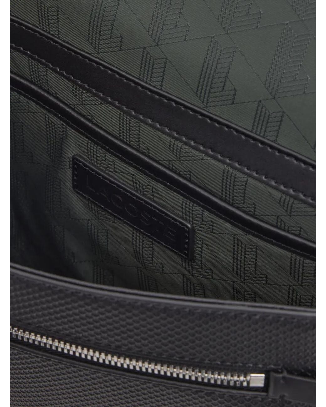 Lacoste Black Chantaco Logo-Embossed Messenger Bag for men
