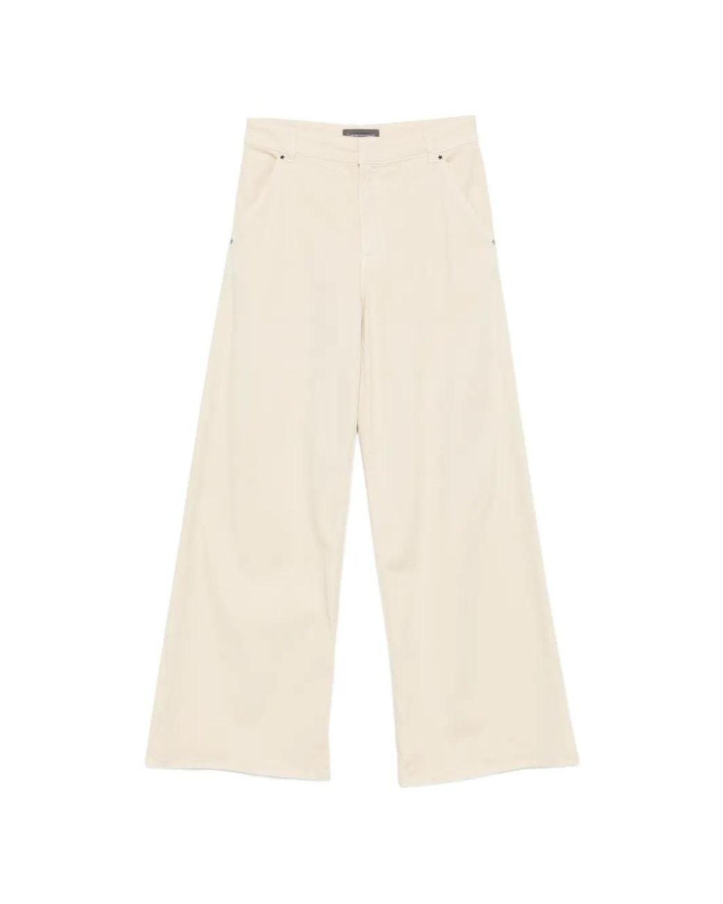 Lorena Antoniazzi White Logo-Patch Wide-Leg Trousers