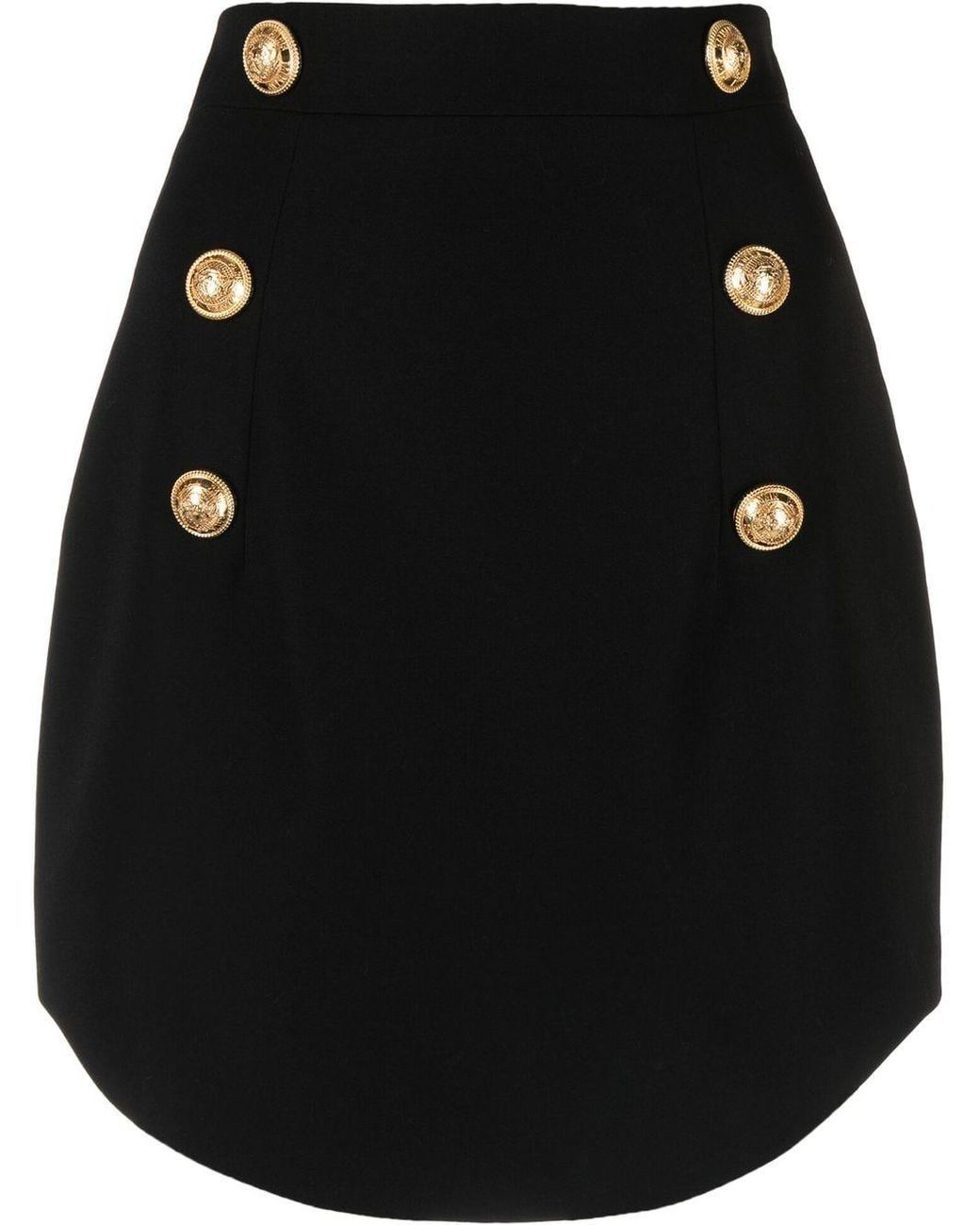Mujer Ropa de Faldas de Faldas por la rodilla Falda con botones Balmain de Lana de color Negro 
