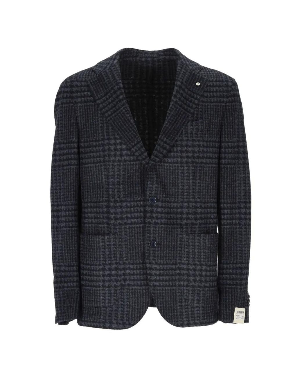 L.b.m. 1911 Black Check-Pattern Single-Breasted Jacket for men