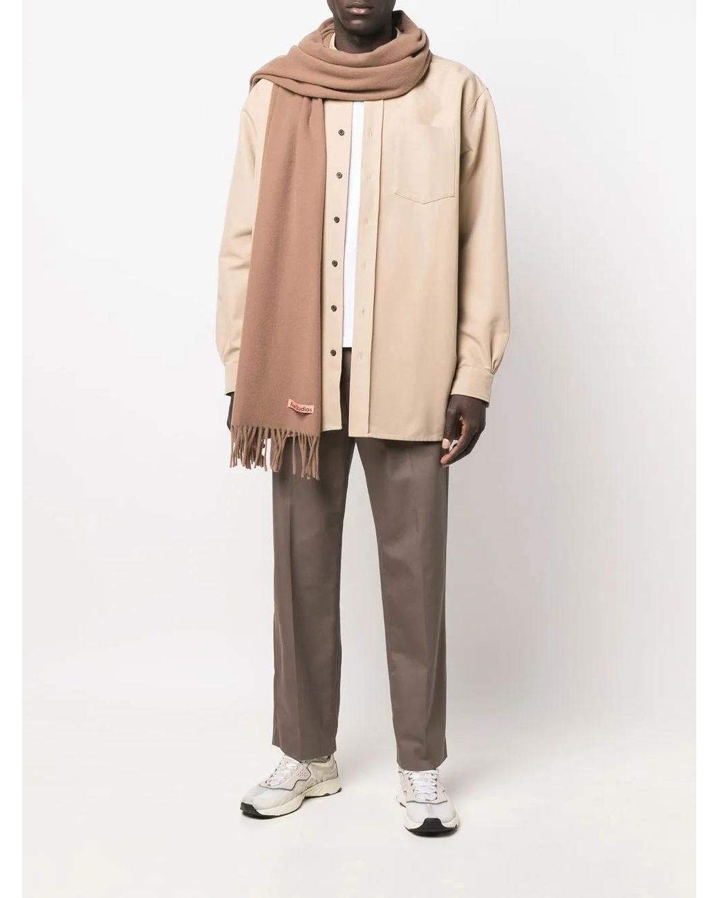 Acne Brown Fringed Wool Scarf