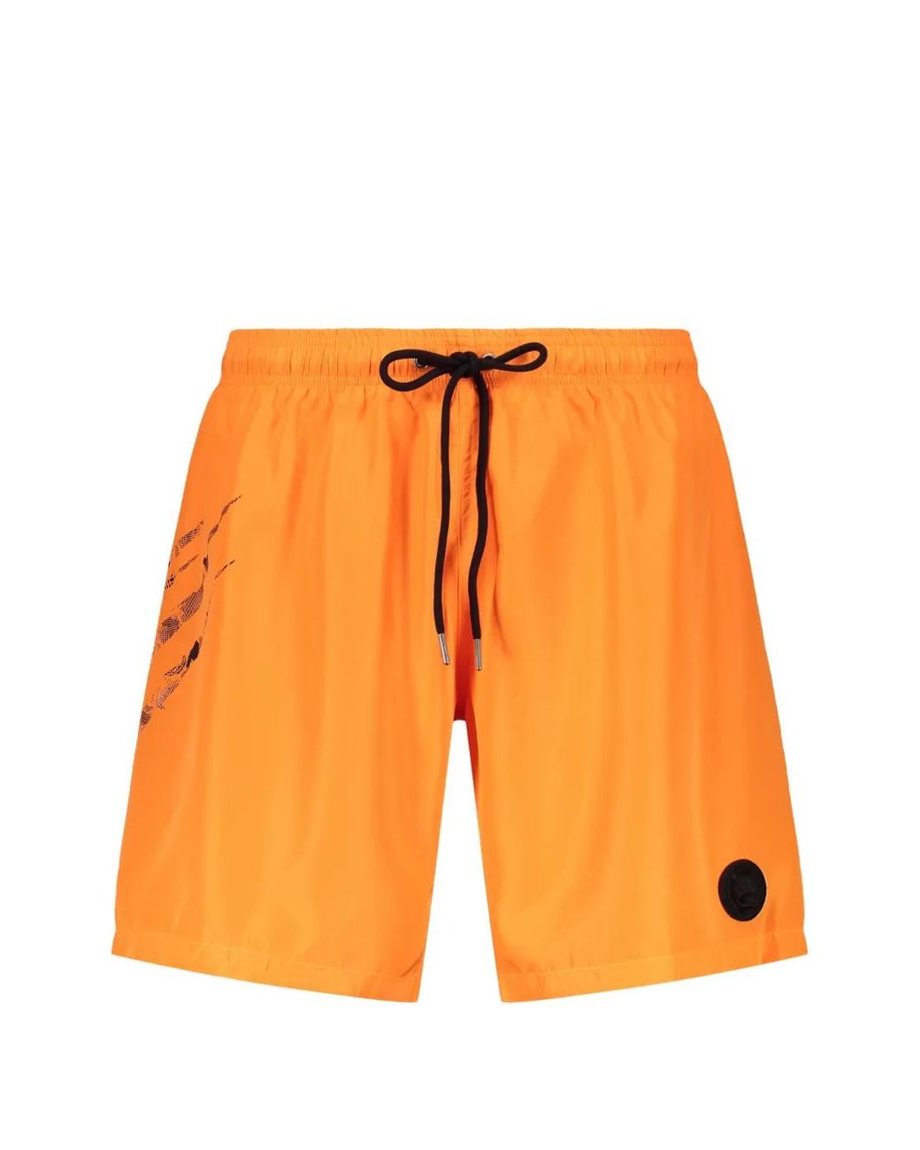 Philipp Plein Orange Graphic-Print Logo-Patch Swim Shorts for men