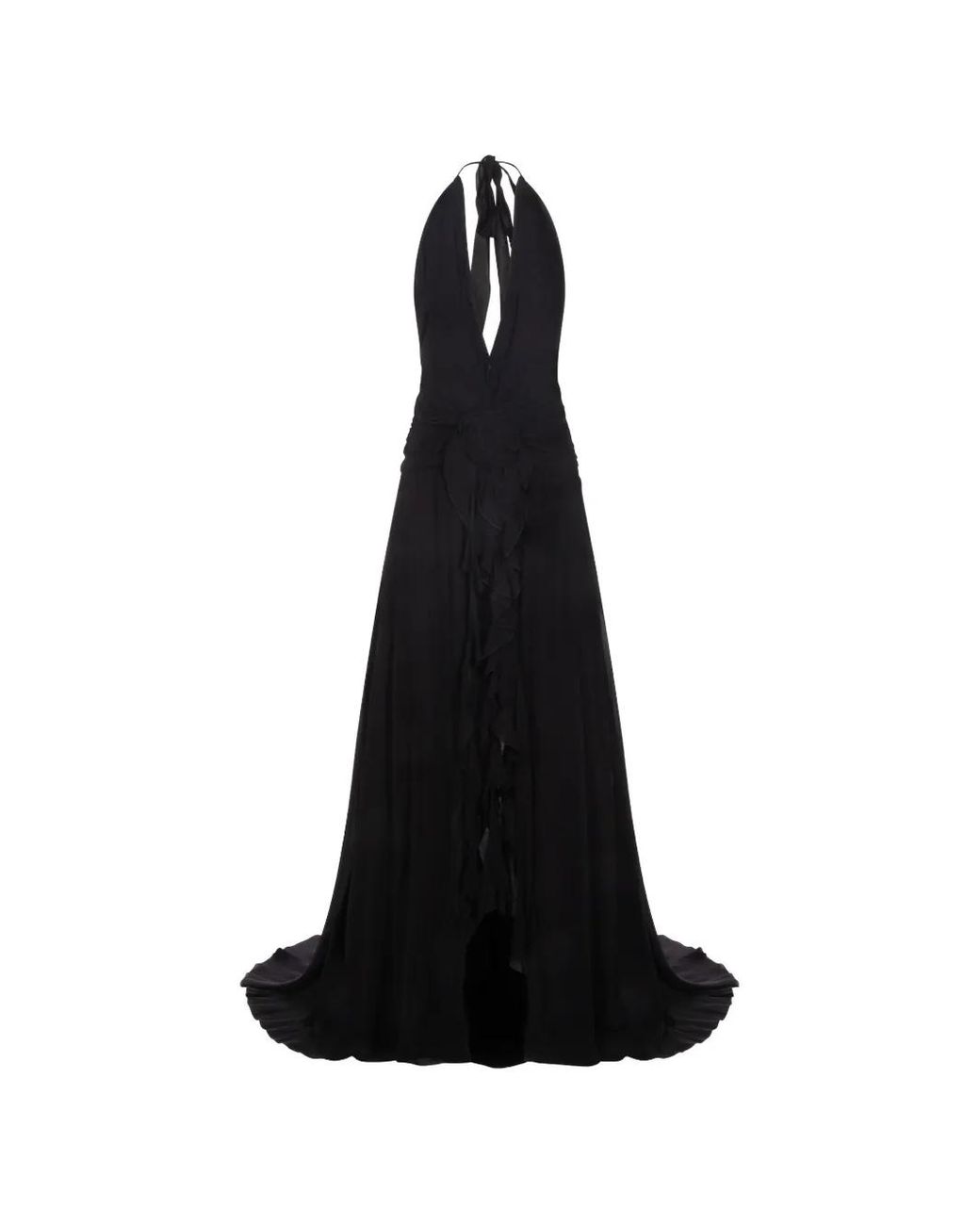 Blumarine Black Ruffled Maxi Dress