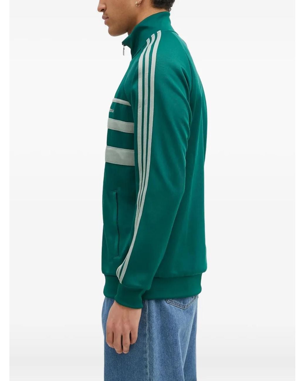 Adidas Green Embroidered-Logo Jacket for men