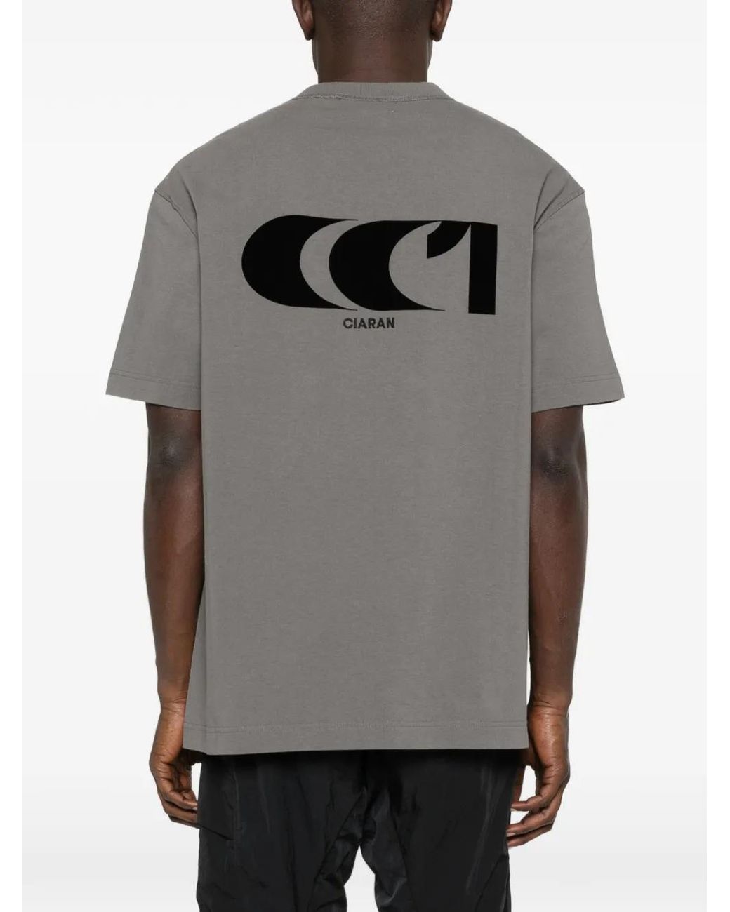 CIARAN Gray Logo-Embroidery T-Shirt for men