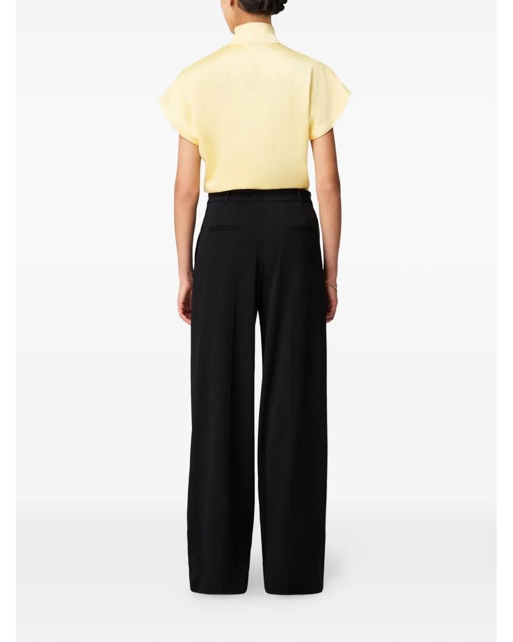 Another Tomorrow Yellow Mock-Neck Buttoned Top