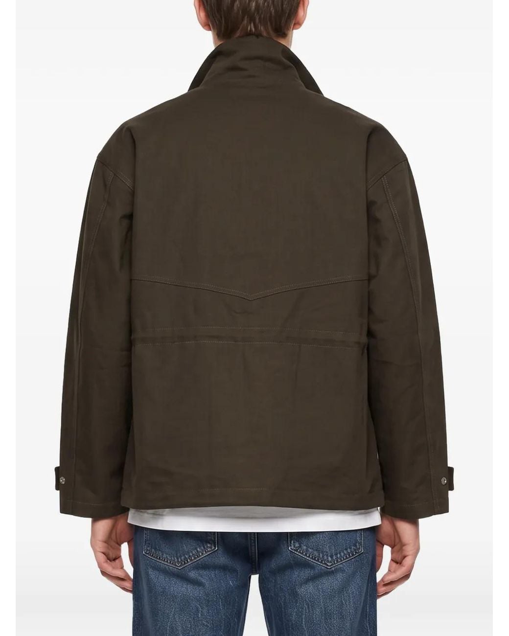 Another Aspect Brown High-Neck Flap-Pocket Jacket for men