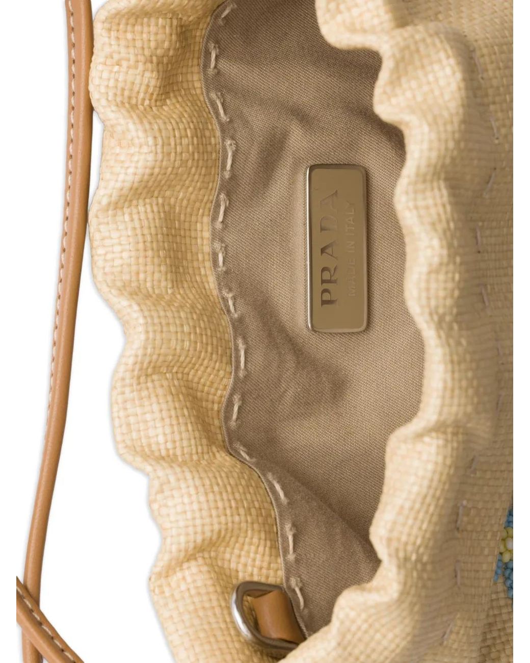 Prada Natural Embroidered-Canvas Smartphone Case
