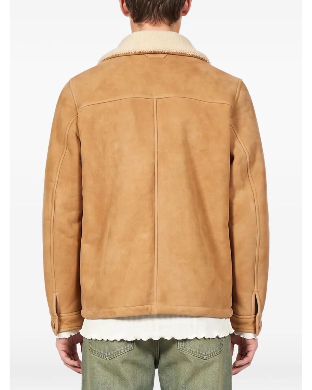 Salvatore Santoro Natural Shearling-Collar Button-Fastening Jacket for men