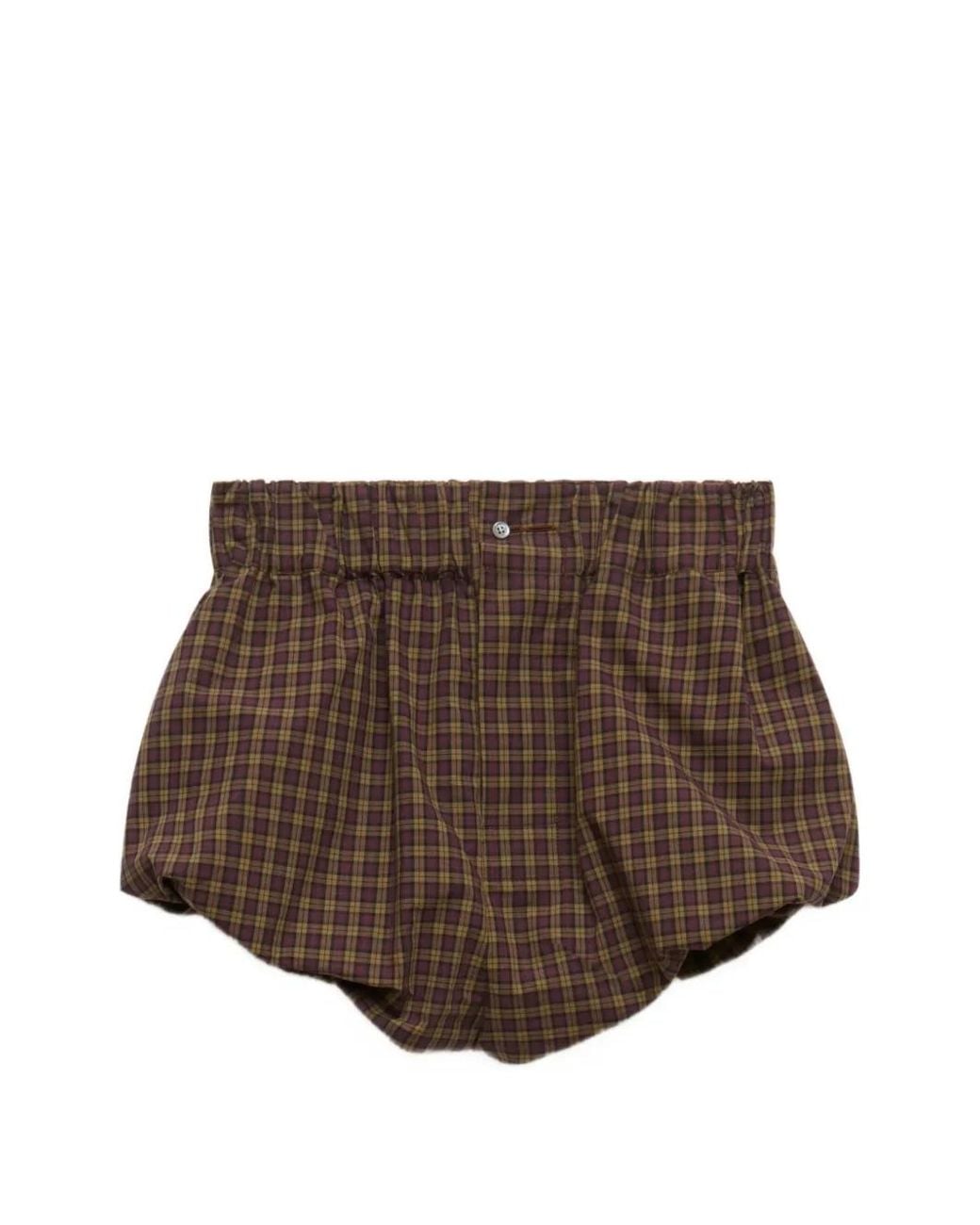 Marni Brown Poplin-Bloomers With Checked Pattern