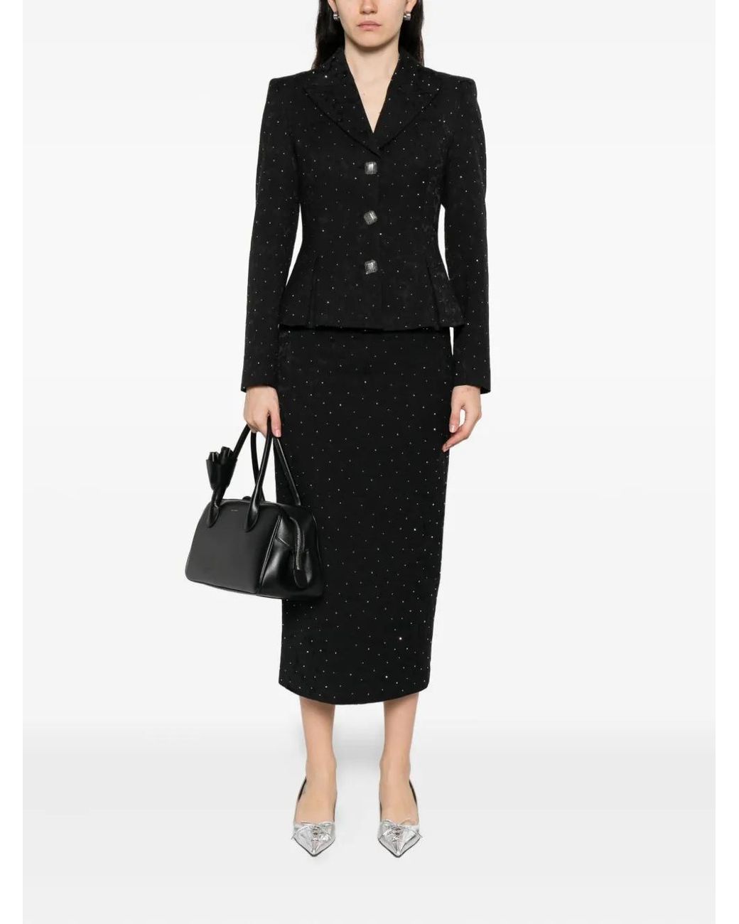 Nissa Black Embellished Button-Detail Jacket