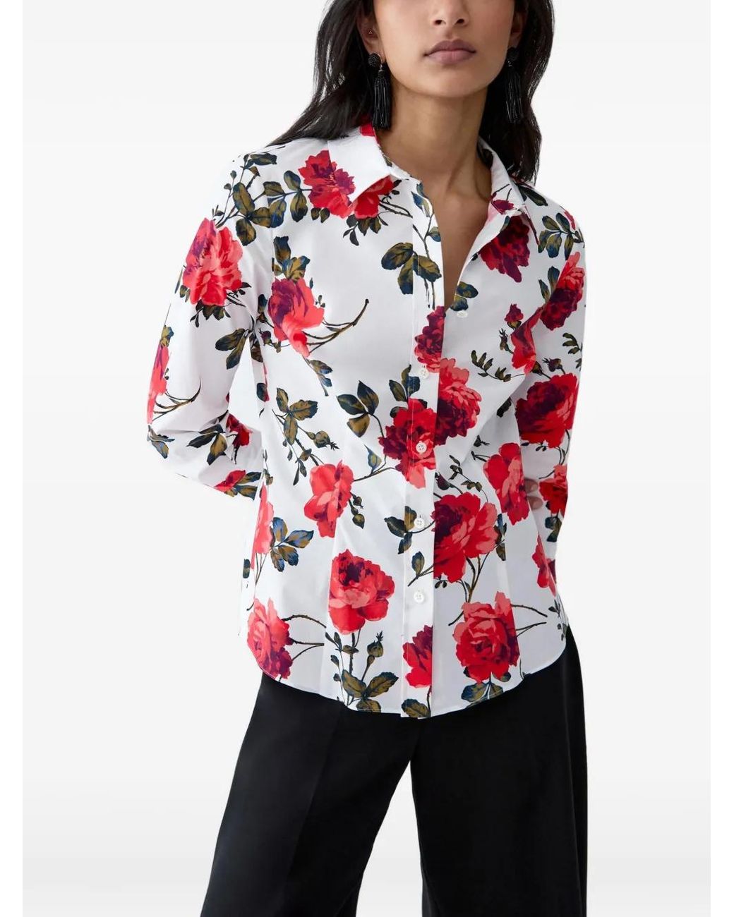 Carolina Herrera Red Icon Rose-Print Shirt