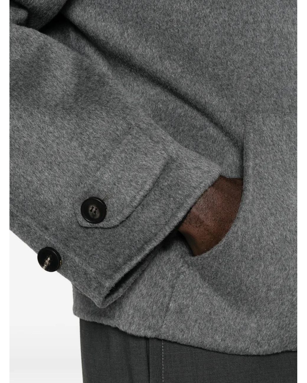 Amaranto Gray Zip-Up Button-Tab Jacket for men
