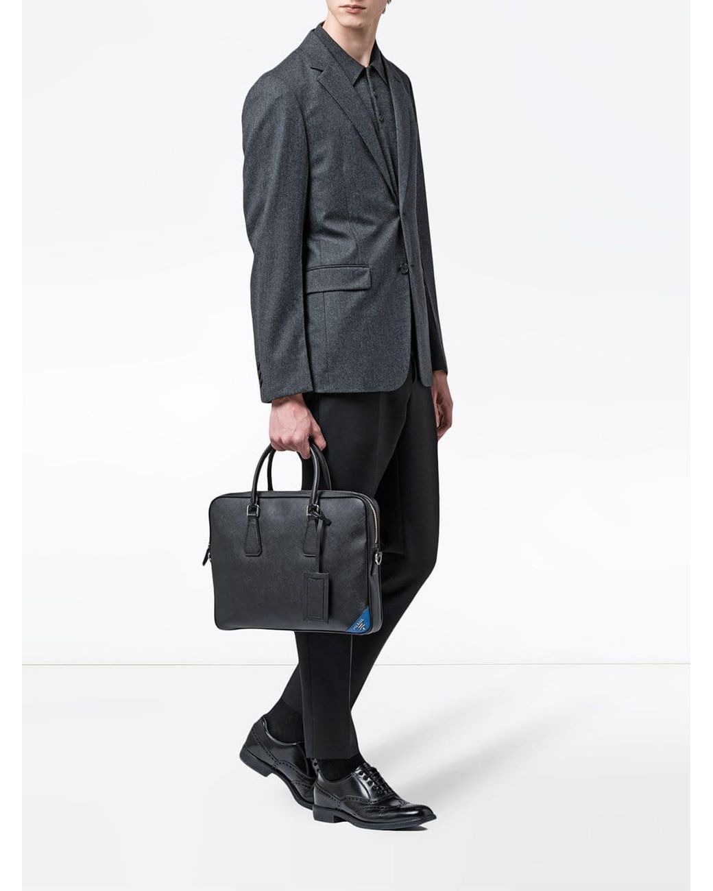 Prada Saffiano Laptop Bag in Black for Men | Lyst