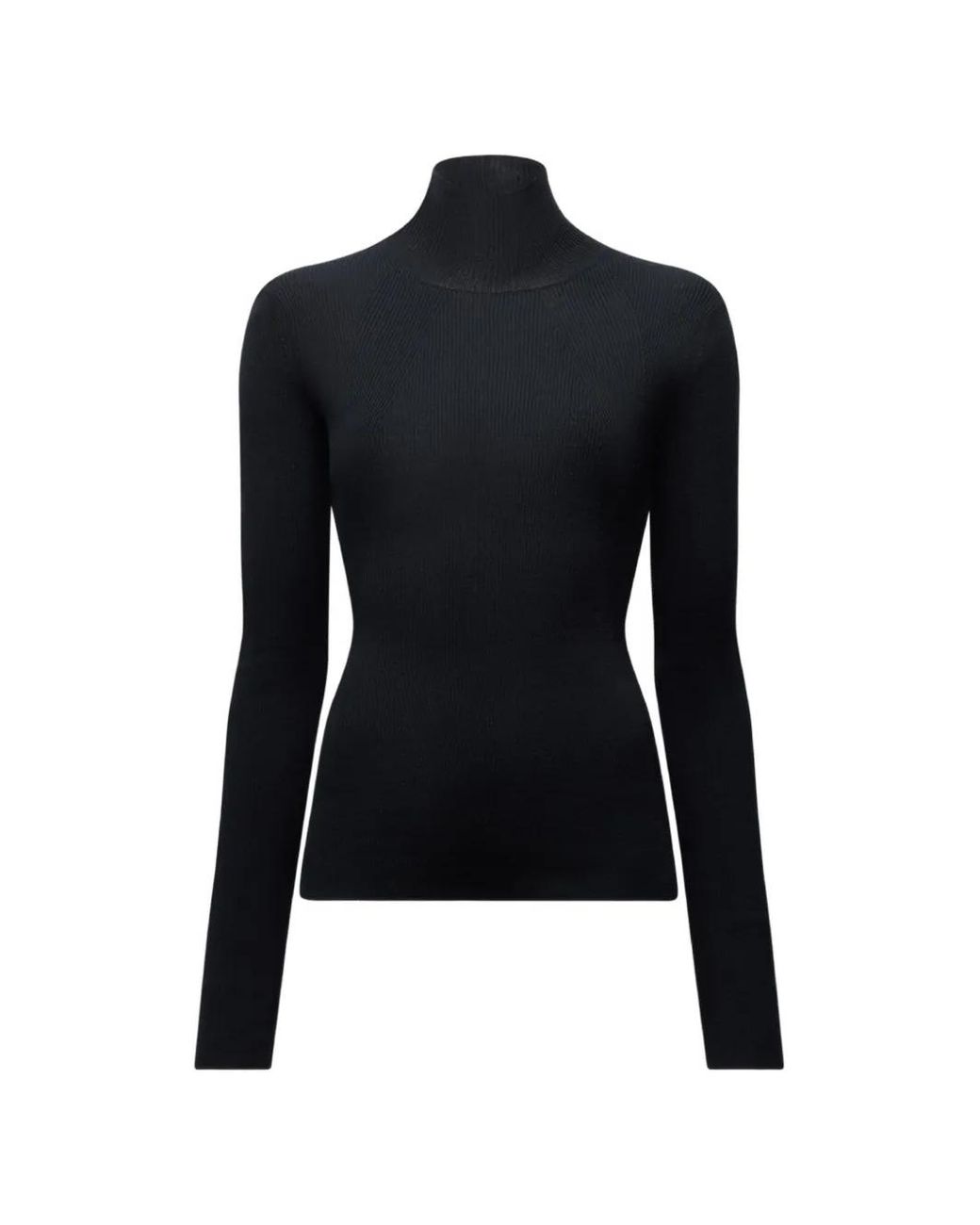 Another Tomorrow Black Rib-Knit Sweater
