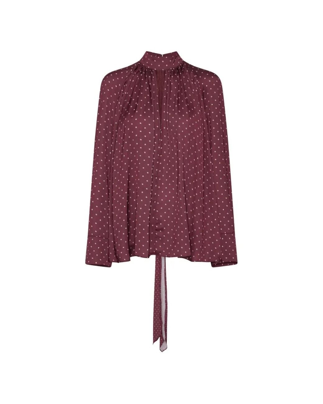 ROTATE BIRGER CHRISTENSEN Purple Dot Satin Bow Shirt Dark