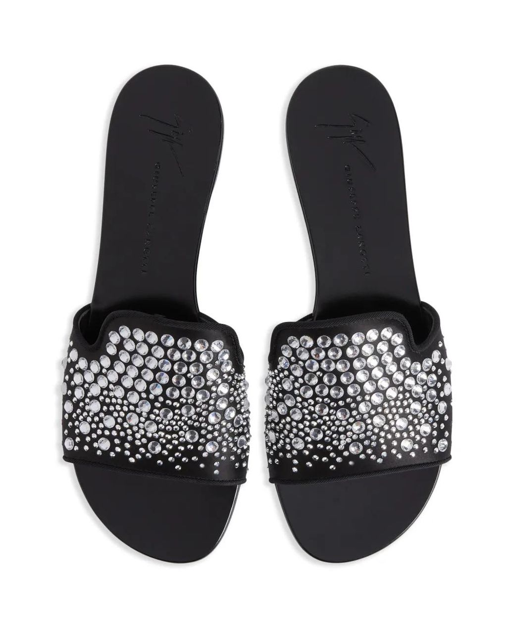 Giuseppe Zanotti Black Andromedha Rhinestone-Embellished Satin Sandals