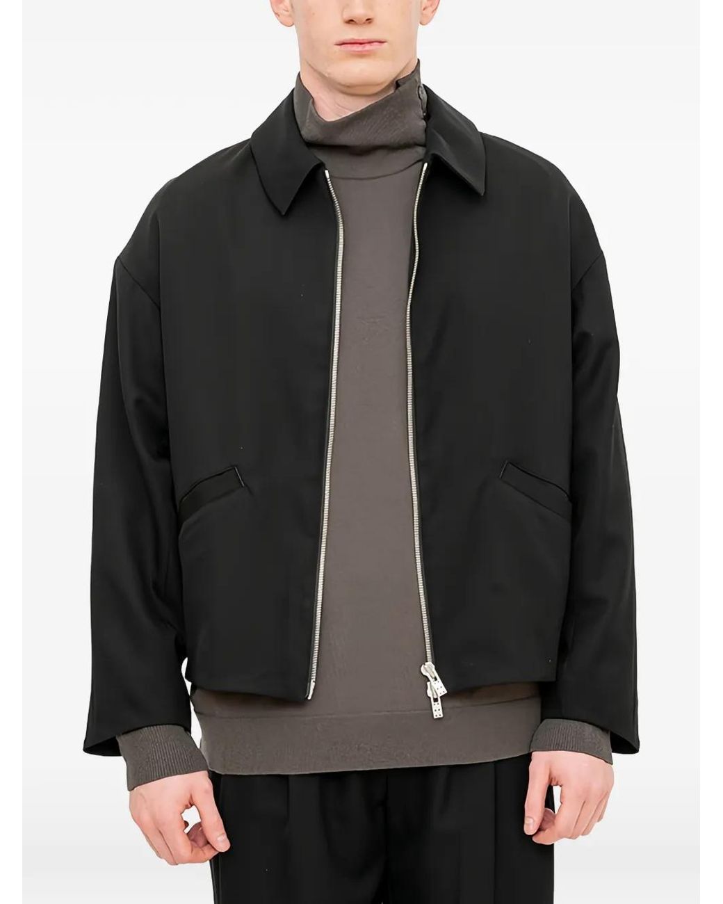 DEVOA Black Zip-Up Jacket for men