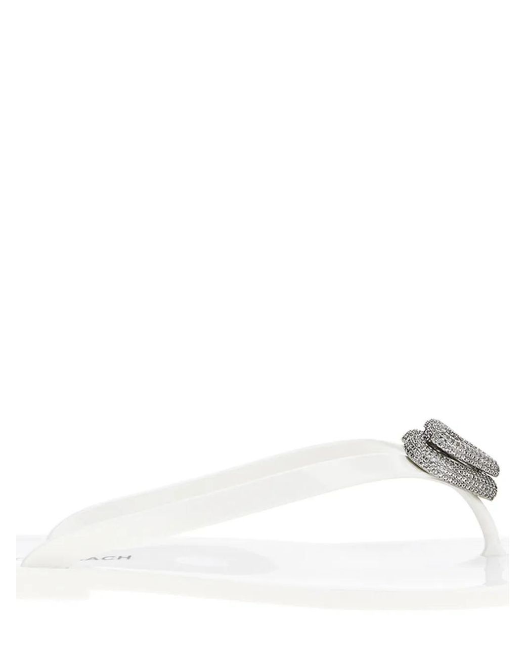 Mach & Mach White Double Heart Flip Flops