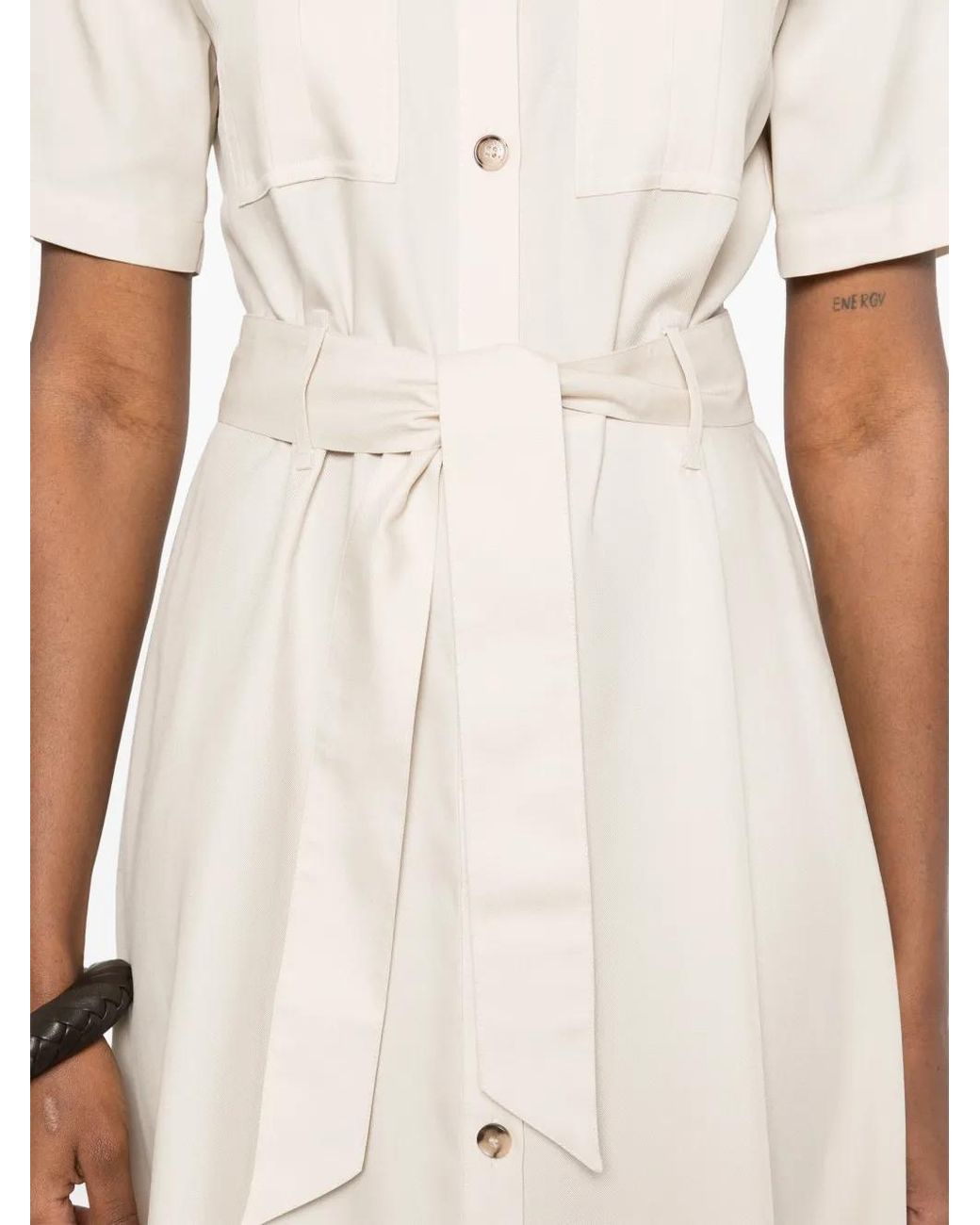 Woolrich White Tied-Waist Midi Dress