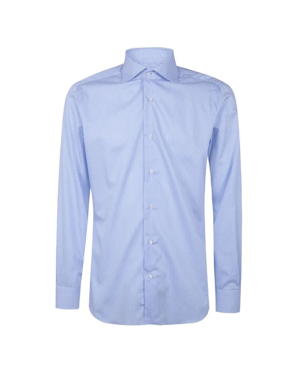 Barba Napoli Blue Striped Shirt for men